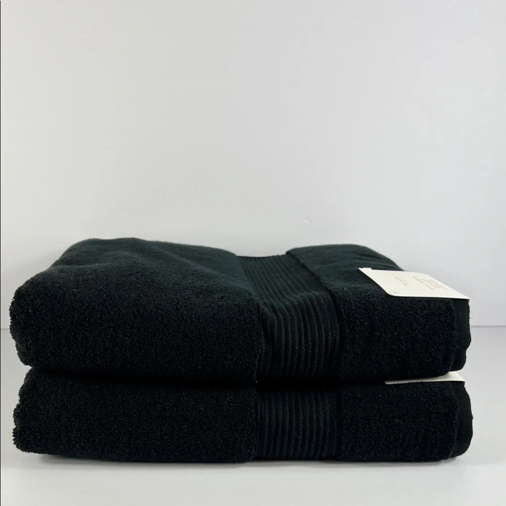Ted Baker London Bath Towel Set Black Super Plush Luxury Cotton Set of 2 NEW